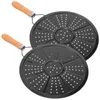 Bordmattor Luxshiny Induktion Burner 2st Grab Iron Trivet Trähandtag Metal Pan Holder Pads Non Slip Servering Rishes