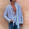 Camicie casual da uomo Camicia da uomo a nastro sottile sexy a maniche lunghe Autunno senza genere Moda giovanile francese traspirante Top a righe retrò unisex