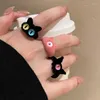 Pierścienie klastra pluszowa kulka węglowa Otwarta Regulowana Pierścień palca dla kobiet słodkie, Flocking Monster Eyes Party Gift Akcesoria biżuterii