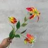 Dekorativa blommor 5st konstgjorda Gloriosa Flame Lily Silk Flower Wedding Hall Arrangement Florals Holiday Home Party Backdrop Decor Lilies