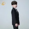 Spring Autumn Formal Black Suits For Weddings Set Children Party Host Costume Kids Blazer Vest Pants 3pcs Wholesale Clothing 240122