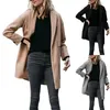 Chaquetas de mujer Otoño Color sólido Un solo botón Lana Chaqueta de longitud media Gabardina occidental para mujer con aislamiento