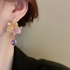 Boucles d'oreilles pendantes Style AB japonais-coréen pour femmes, bijoux baroques en pierre naturelle violette, perles d'eau douce, Pendientes Brincos