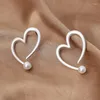 Stud Earrings Exaggerated Heart-shaped Pearl Female Korean Personality Sweet Love Wedding Jewelry Accessories Gift