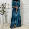 Ethnic Clothing Autumn Winter Velvet Printed Warm Elegant Muslim Abaya Women Long Maxi Dress Dubai Kaftan Turkey Arab Gown Party Jalabiya