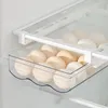 계란 냉장고 서랍장 주최자 냉장고 저장 쓰레기통을위한 투명 용기 손잡이 부엌 선반 홀더 상자 240125