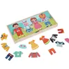 Torkställ klädklädsel Jigsaw Puzzle Logiskt tänkande Matchning Sortering Utbildningsspel Kids Montessori Träleksaker Girls 240131