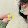 Brincos de parafuso prisioneiro y2k colorido flor resina clipes de orelha fashiona doce cor leve acessórios de jóias para meninas gota