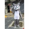 Performance Grey Wolf Mascot Costumi di Halloween Caratteri da cartone animato Abito per feste per esterno