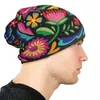 Bérets Mexicain Motif Floral Bonnet Chapeau Automne Hiver Skullies Bonnets Chapeaux Fleurs Ethniques Pour Hommes Femmes Tricoter Chaud Tête Wrap Caps