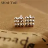 Stud Earrings Uini-Tail 925 Tibetan Silver Simple Wild Personality Mini Nine Plate With Beads Korean Version Of The Fashion