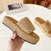 Designer Sandals Ladies Platform Slippers Raffia Straw Sandal Made in Italy Triangle Buckle Mules Thick Bottom Hells Glides