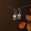 Boucles d'oreilles pendantes chinoises traditionnelles, serrure de longévité, frange en argent Sterling 925, zircone cubique, accessoire Hanfu, bijoux pour femmes