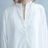 ブルーサは肩のトップオフオフオフレディースロングシャツファッションケミスフェム長袖ホワイトブラウス240202