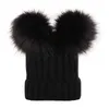 Berets Children's Warm Beanie Hat Double Pompom Winer Knitted Hats For Girls Solid Cute Furry Balls Bonnet Cap Kids Gifts