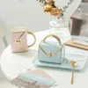 Mugs Bag Shaped Dessert Ceramic Cup Handbag Style Mug Creative Gold Milk Tea Juice Water Drinkware Desktop Decor