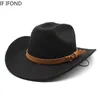 Kış Sonbahar Erkek Batı Kadın Kovboy Şapkası Beyefendi Lady Cowgirl Caz Şapkası Geniş Brim Fedora Hat Sombrero Hombre 240119