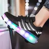 Rolschaatsen 2 Wielen Schoenen Gloeiende Verlichte Led Kinderen Jongens Meisjes Kindermode Lichtgevende Sport Laarzen Casual Sneakers 240119