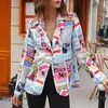 Mode Trend Women Lapel Leopard tryck Långärmar Sackjacka Elegant Fall Winter Office Lady Cardigan Coat Casual Streetwear 240129