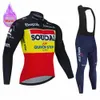 Soudal Quick Step Winter Cycling Jerseys 세트 남자 열 양털 자전거 자전거 옷 maillot ropa ciclismo Hombre 따뜻한 자전거 의류 240131