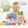 Barn Montessori 8in1 myntinformation Box Stick Insertion Radish Pulling Fishing Color Matching Education Toys for Children 240118