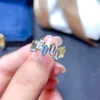 Anillos de racimo Estilo de diseño Anillo de aguamarina de plata para niña joven 3 mm 5 mm Regalo de cumpleaños natural Mujer