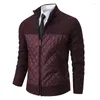 Suéter masculino outono inverno suéter com retalhos cardigã fashion gola suéter jaqueta masculina slim de malha