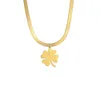 Dreamtimes Lucky Four Leaf Clover Halskette für Frauen Mode Schlangenkette Edelstahl Anhänger Halsketten Charm Choker Schmuck