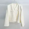 Jaquetas femininas 2024 primavera mulheres estilo chinês jacquard assimétrico casaco curto elegante senhora todos os jogos manga longa único botão jaqueta fina