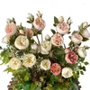 Fleurs décoratives Bouquets de fleurs Faux Roses Soie artificielle en vrac pour Vase Vintage Mariage Maison Boho Mariée Demoiselle d'honneur Réaliste Pa