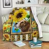 Couvertures Tournesol Beagle Couverture polaire Chien 3D imprimé portable adultes/enfants Sherpa