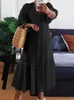 Plus Size Women Shirt Dress Summer Sexy V Neck Buttons Half Sleeve Long Maxi Vestidos Bohemian Elegant Party Robe 240127