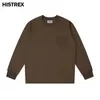 250 g/m², 88 Unzen, 100 % Baumwolle, schlichtes Langarm-T-Shirt mit Tasche, Frühlings-Herbst-Übergröße, T-Shirt für Herren, Unisex, lockeres Hip-Hop-T-Shirt für Damen, 240202