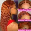 13x4 Lace Front Wigs Human Hair Water Wave Pre Plucked Orange Ginger 13x6 Deep Curly For Women 240130