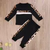 1-7y crianças bebê meninas roupas conjunto primavera inverno crianças leopardo fatos de treino manga longa hoodies camisolas calças roupas do bebê 240129