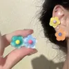 Brincos de parafuso prisioneiro y2k colorido flor resina clipes de orelha fashiona doce cor leve acessórios de jóias para meninas gota