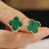 Designer Brincos Van Clover Brinco Cleef Quatro Folhas Brincos Flores Jóias 5A Qualidade Vintage Van 4Four Leaf Clover Stud Brincos Verdes Motherofpea