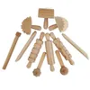 12pcsset Children DIY Plasticine Modeling Clay Plasticene Auxiliary Wooden Tool 77HD 240124