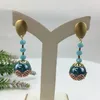 Mode grandes boucles d'oreilles longues avec grande boule colorée pour les femmes bijoux de fête surdimensionné FHK15209 240130