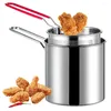 Pans Stainless Steel Deep Frying Pot Tempura French Fries Fryer With Strainer Chicken Fried Pan Outdoor Food Heating Cooking Tool