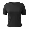 Women's T Shirts Womens Short Sleeve Slim Fit Crop Top Crew Neck T-Shirt Going Out Tight-Shirts Solid Color Summer Basic Tees Y2k Clothes