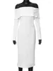 Casual Dresses Fall Clothes Sexy For Women 2024 Dress Maxi Party Club Långärmad bowknot Strapless Streetwear White