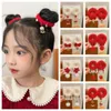 Hair Accessories 1pair Red Bow Children Rope Hairball Tang Suit Chinese Year Headwear Tassel Hanfu