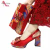 Rote Farbe INS Arrivals Italienisches Design Schuhe Passendes Taschenset Super High Heels Pumps für Gartenparty 240130