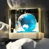 3D-Papierskulptur-Ornament, blaue Erde, Tischkalender mit LED-Nachtlicht, Cartoon-Schloss, Notizblock, Haftnotizen, Geschenk 240118