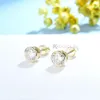 Kuololit 4CTW Earrings for Women Solid 18K 14K Gold Brillant Round D/VVS1 Earrings for Engagement Party Christmas 240131