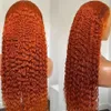 13x4 Lace Front Wigs Human Hair Water Wave Pre Plucked Orange Ginger 13x6 Deep Curly For Women 240130