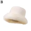 Basker fluffy faux päls hink hatt för kvinnor lyxig plysch vinter förtjockar snö överdimensionerad mjuk stor panama c k8e1