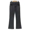 Gute Qualität Damen Jeans in Übergröße, Freizeitkleidung, rauchgrau, hoch taillierte Stretch-Schlaghose, weiche, dicke Hose in voller Länge, 240202