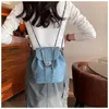 Sacs d'école décontractées Travels Women's Backpacks Simple Fashion Chain de mode Bagure d'épaule de banlieue Harajuku Vintage Denim College Student Schoolbag Blue